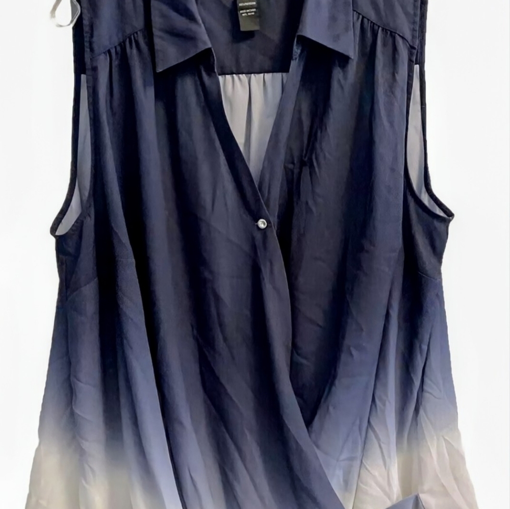 Liquidation INC International Concepts Blue Sleeveless Wrap Blouse